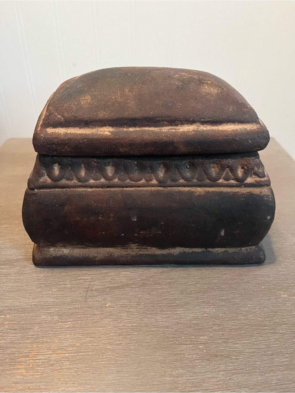 Small Decorative Clay Box - Dark Brown